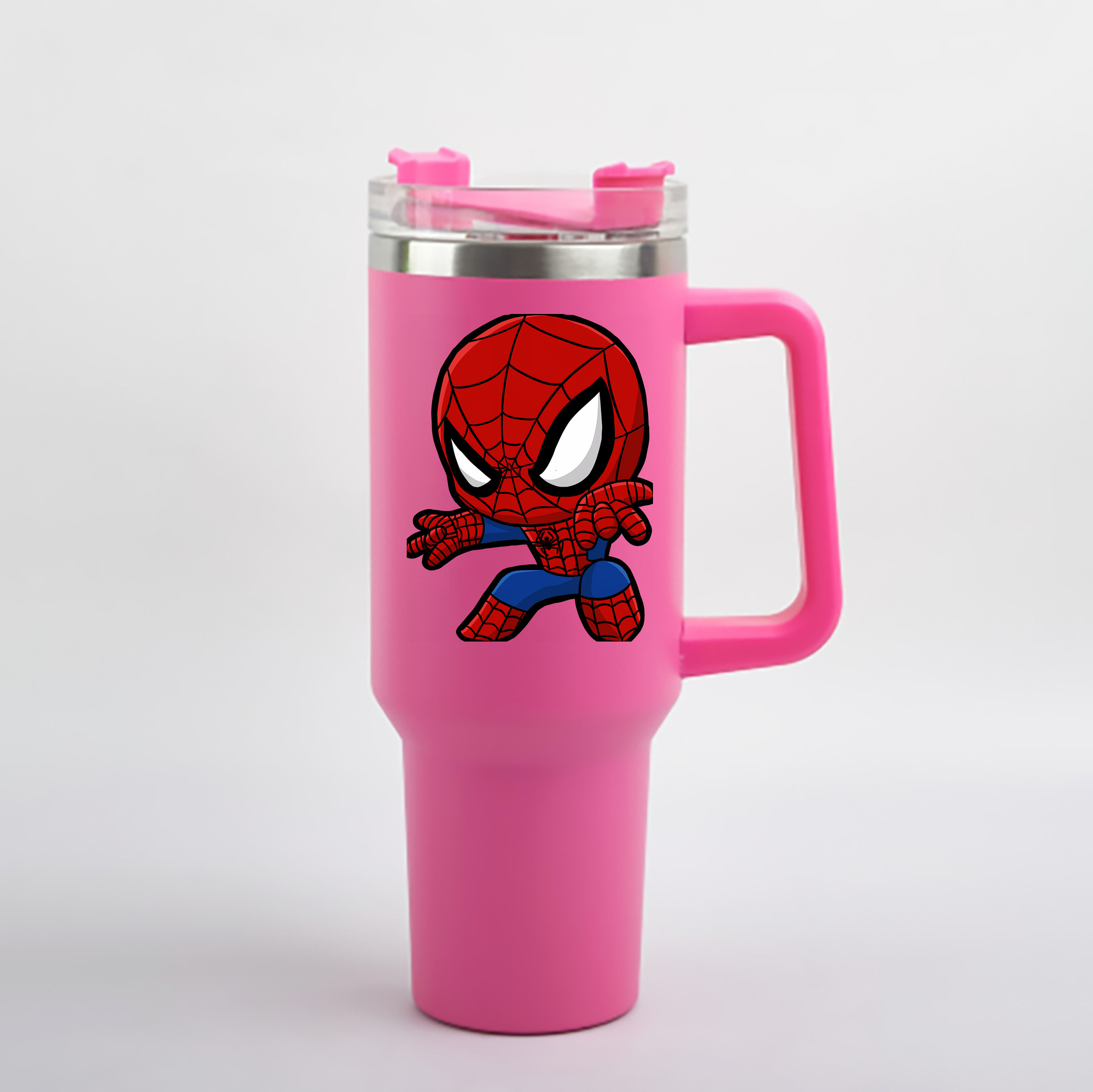 （画像用） Spider Man スパイダーマン 1200mL車用タンブラー - クリスタルステッカー（プラスチックストロー付き）